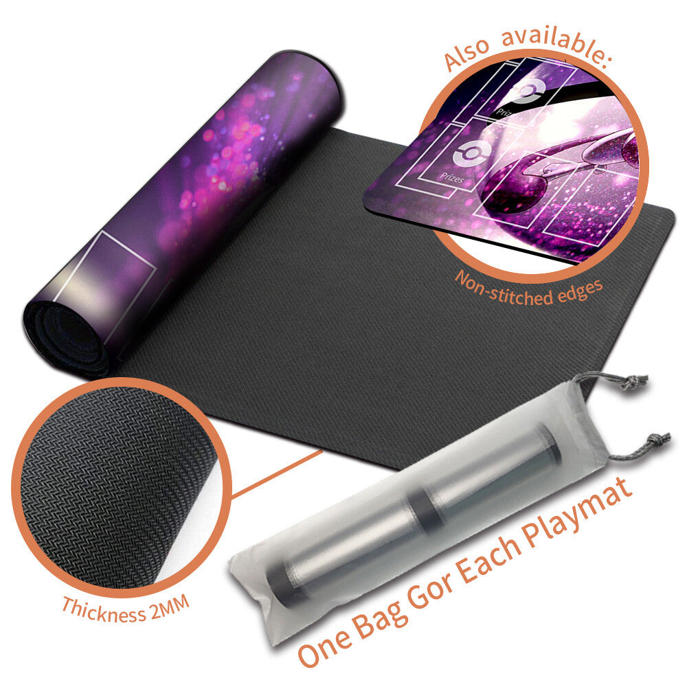 NEW Pokemon Mewtwo Playmat Stitched Edge with Card Zones Free Bag Rubber Game Playmat Stitched Edge of TCG