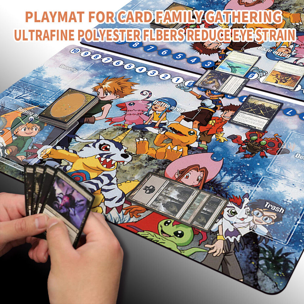 Board Game Digimon Playmat With Card Zones Mousepad Playmat of TCG CCG Stitched Edge