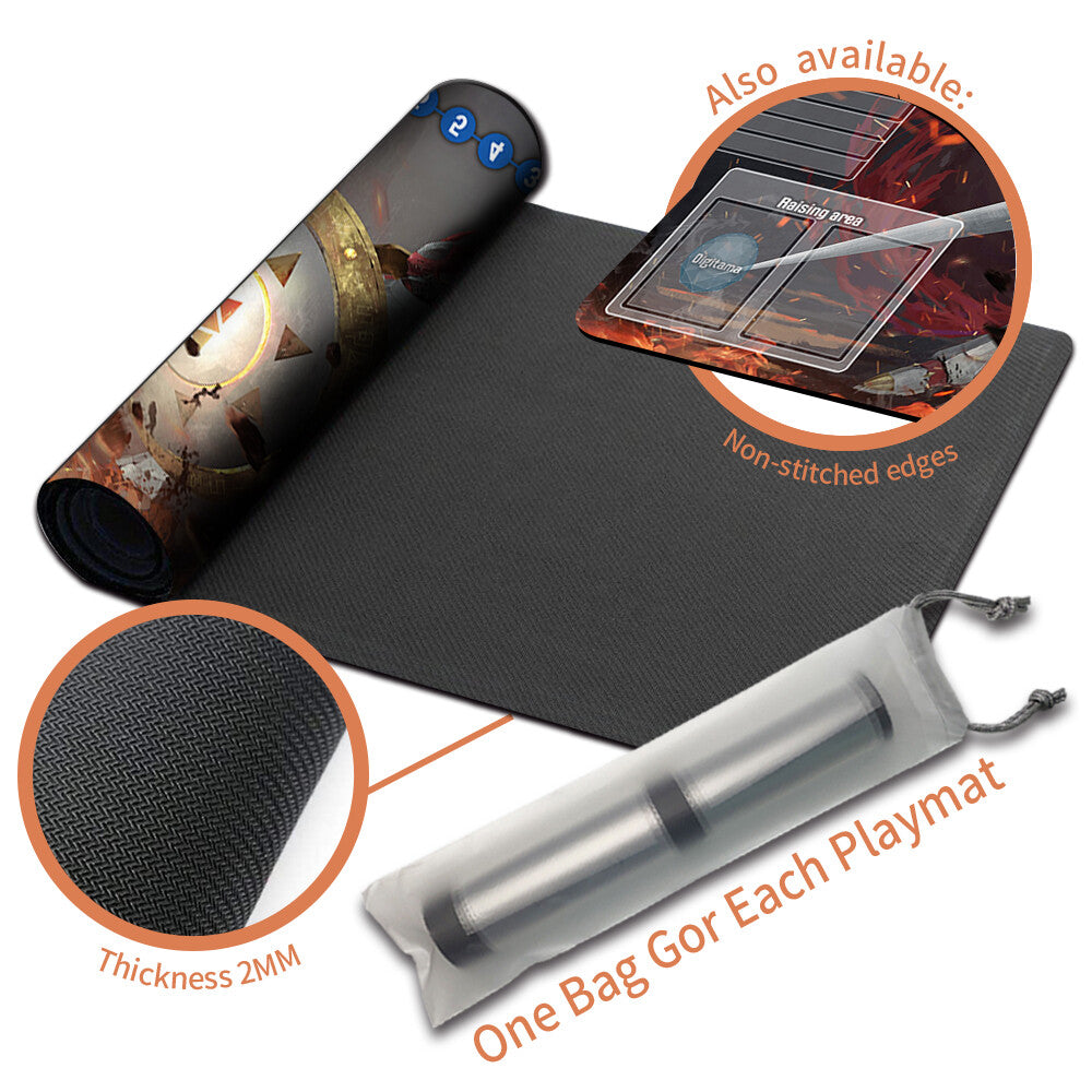 Board Game Digimon Playmat With Card Zones Mousepad Playmat of TCG CCG Stitched Edge