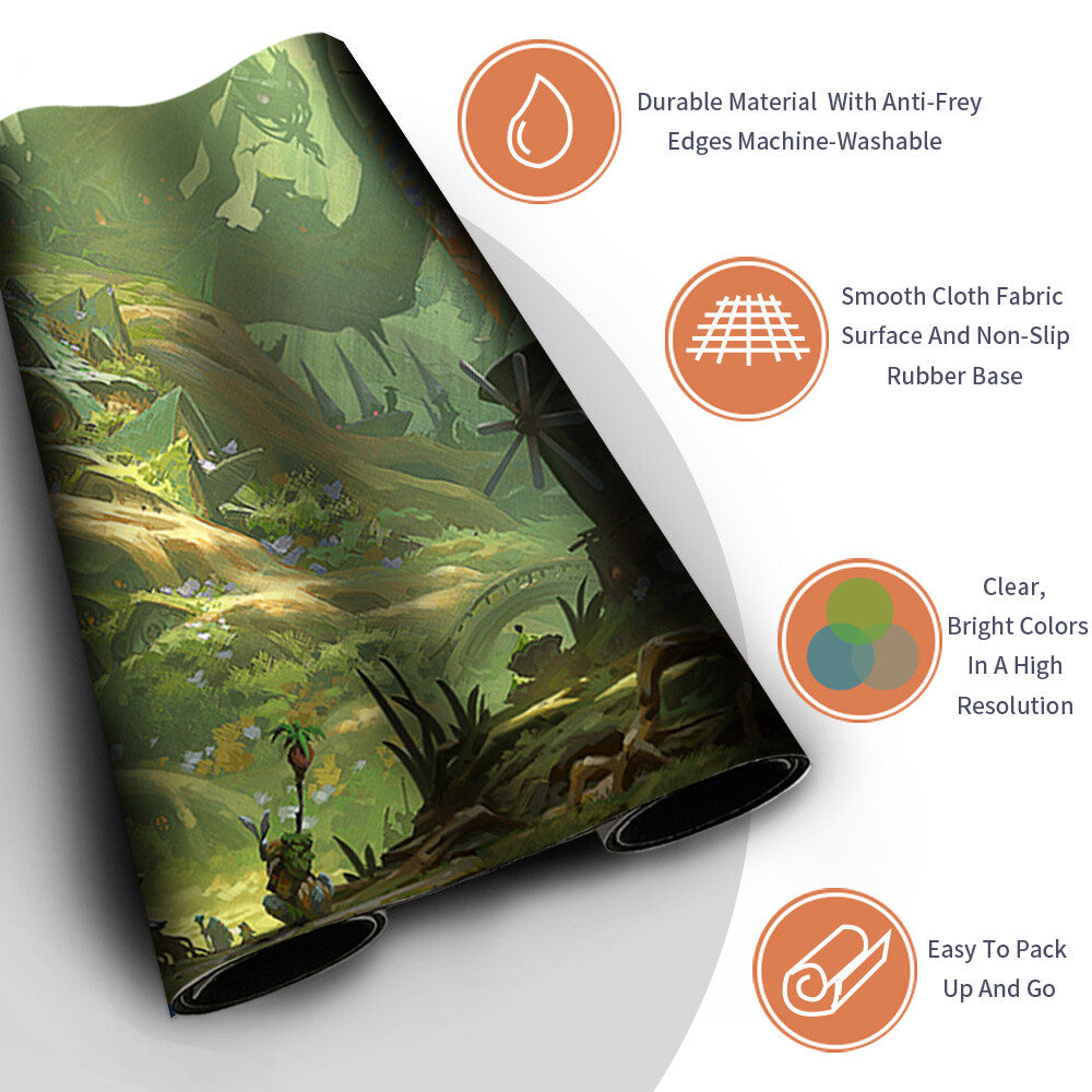 Three Tree City - Magic The Gathering MTG Playmat TCG CCG MTG Playmat Stitched Edge