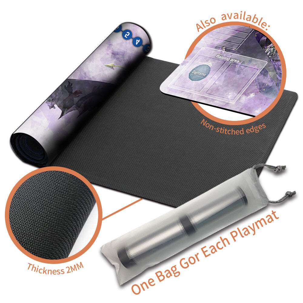 Board Game Digimon Playmat With Card Zones Mousepad Playmat of TCG CCG Stitched Edge