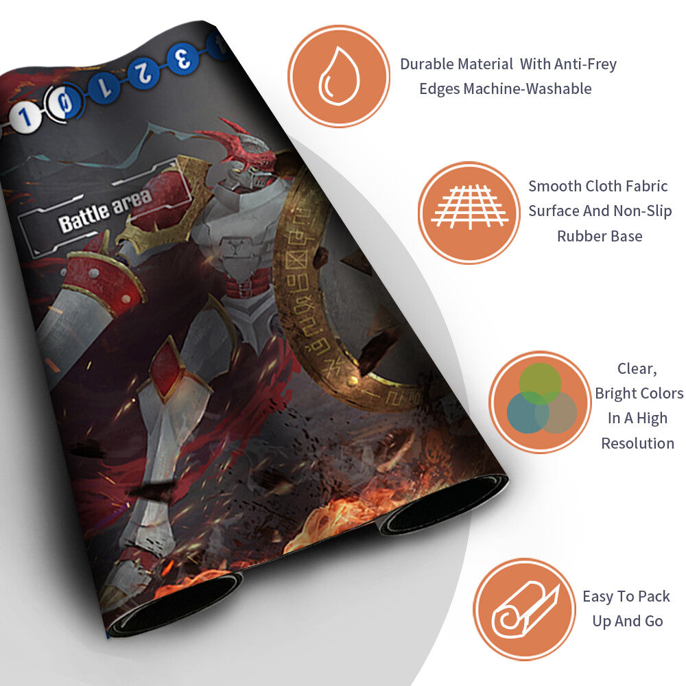 Board Game Digimon Playmat With Card Zones Mousepad Playmat of TCG CCG Stitched Edge