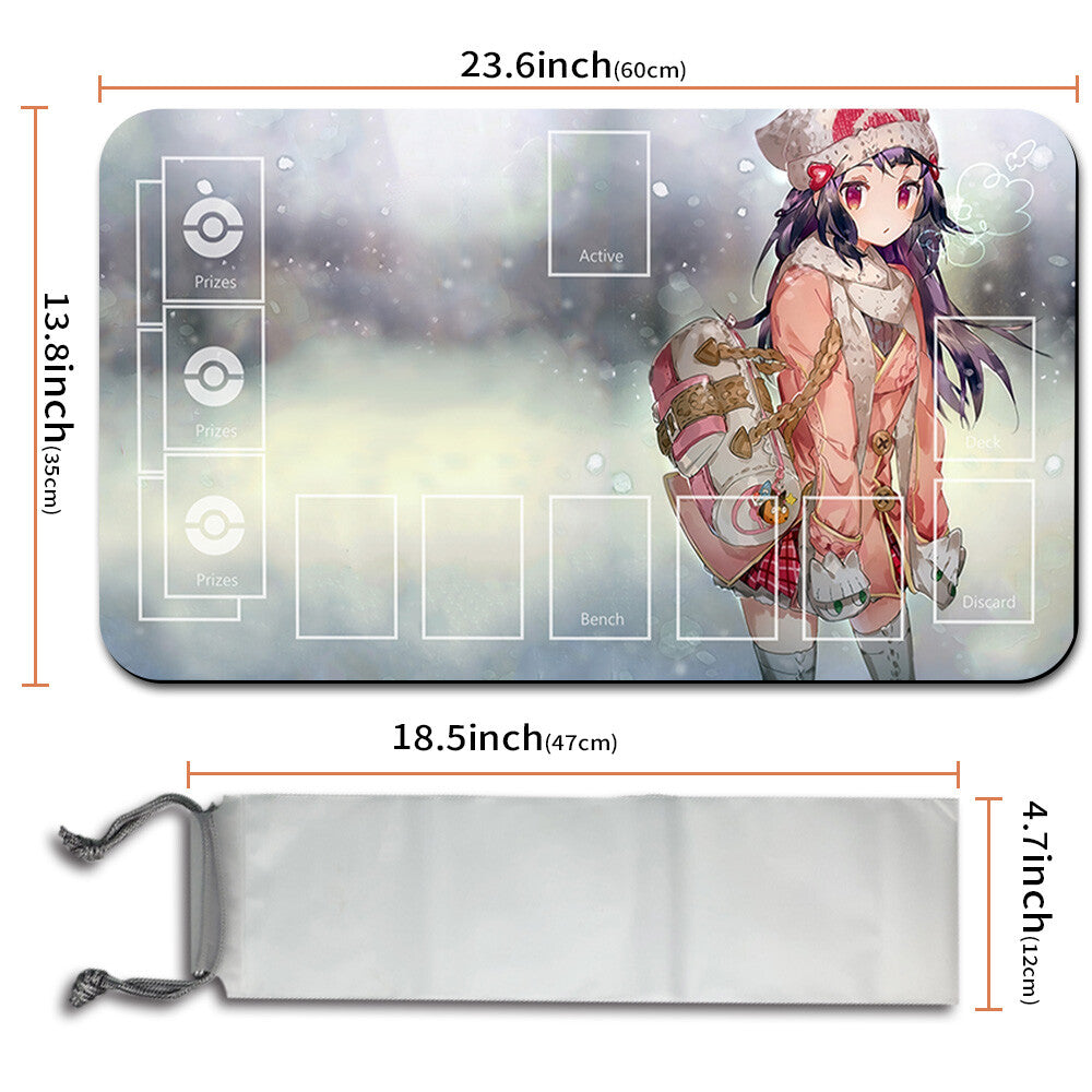 NEW Pokemon Playmat Stitched Edge with Card Zones Free Bag Rubber Playmat Stitched Edge Compatible Pokemon