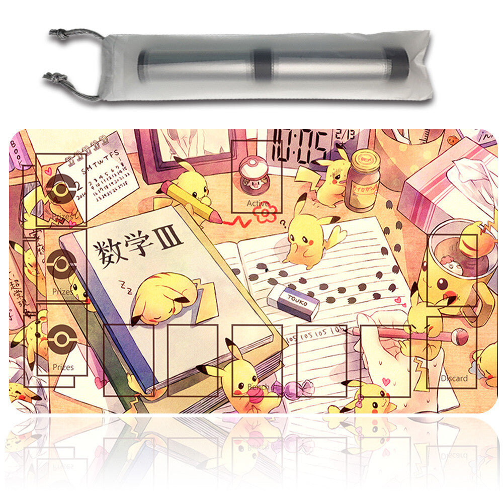 Pokemon Pikachu Playmat Stitched Edge With Zones + Free Bag Games Playmat Stitched Edge of MTG TCG CCG