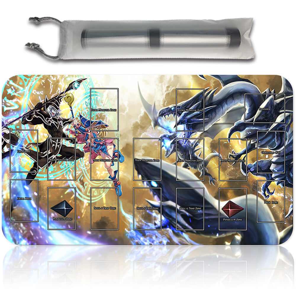Yugioh Playmat Stitched Edge With Card Zones Yugioh Mouse pad Playmat Stitched Edge of Yugioh TCG