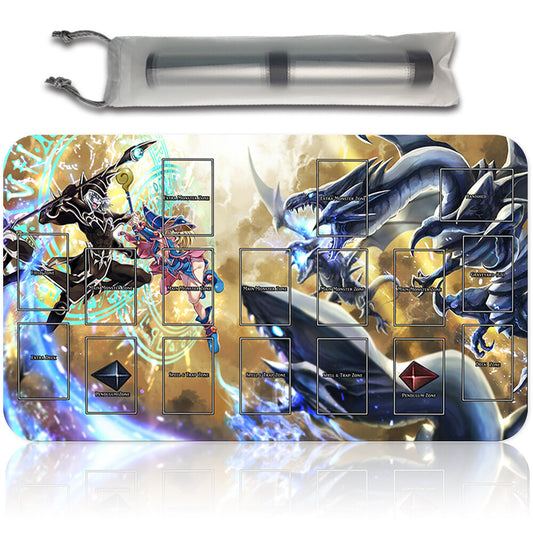 Yugioh Playmat Stitched Edge With Card Zones Yugioh Mouse pad Playmat Stitched Edge of Yugioh TCG