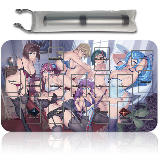Yugioh Playmat Stitched Edge With Card Zones Yugioh Mouse pad Playmat Stitched Edge of Yugioh TCG