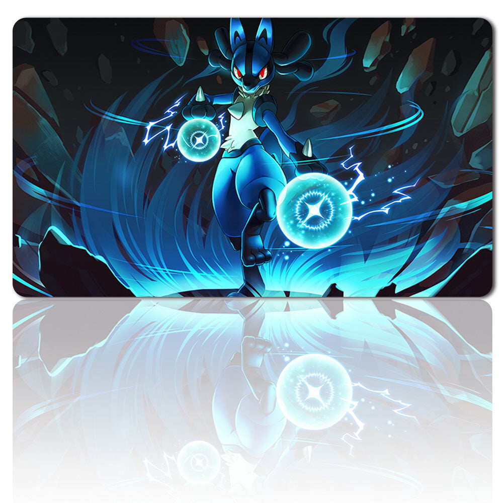 875827 - Board Game Pokemon Lucario Playmat Stitched Edge Games Mousepad Play Mat of TCG