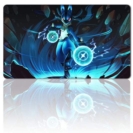 875827 - Board Game Pokemon Lucario Playmat Stitched Edge Games Mousepad Play Mat of TCG