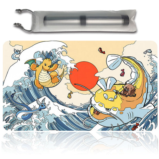 New Pokemon Dragonite Playmat Stitched Edge with Free Bag | Pokemon Playmat Stitched Edge With Zones |215455