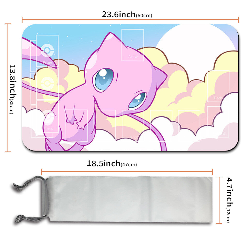 Pokemon Mew Playmat Stitched Edge With Zones + Free Bag Card Game Playmat Stitched Edge of MTG TCG CCG