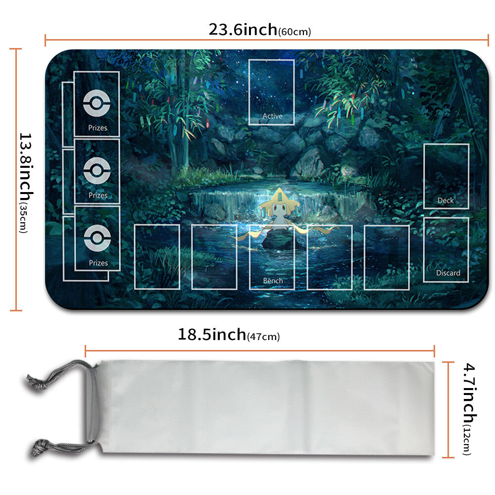 NEW Pokemon Playmat Stitched Edge with Card Zones Free Bag Rubber Playmat Stitched Edge Compatible Pokemon