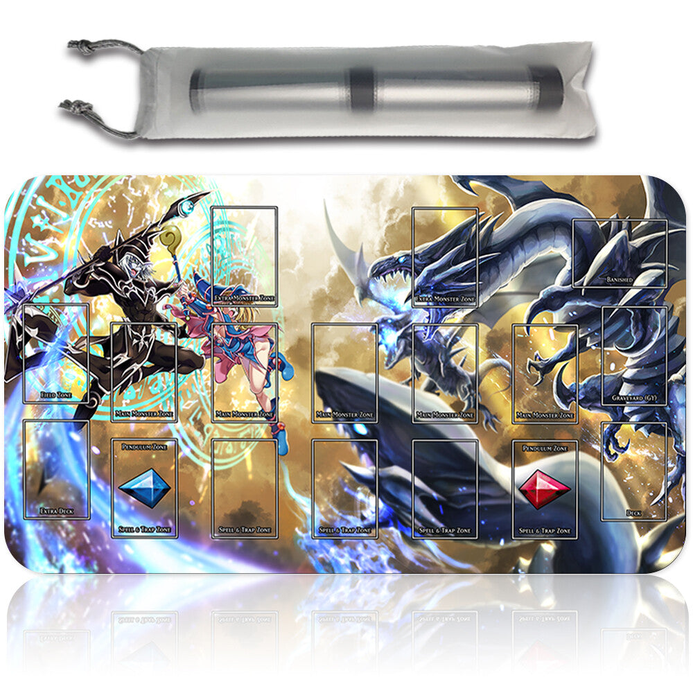 Yugioh Playmat Stitched Edge With Card Zones Yugioh Mouse pad Playmat Stitched Edge of Yugioh TCG