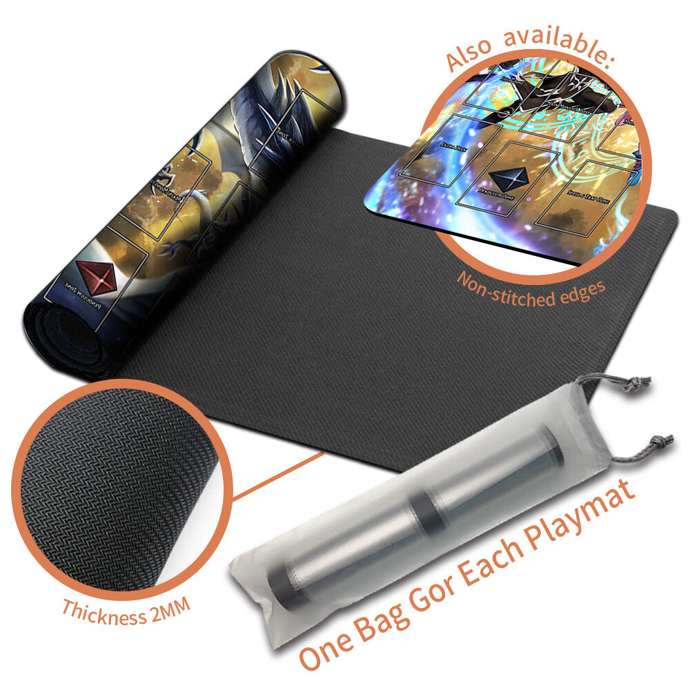 Yugioh Playmat Stitched Edge With Card Zones Yugioh Mouse pad Playmat Stitched Edge of Yugioh TCG