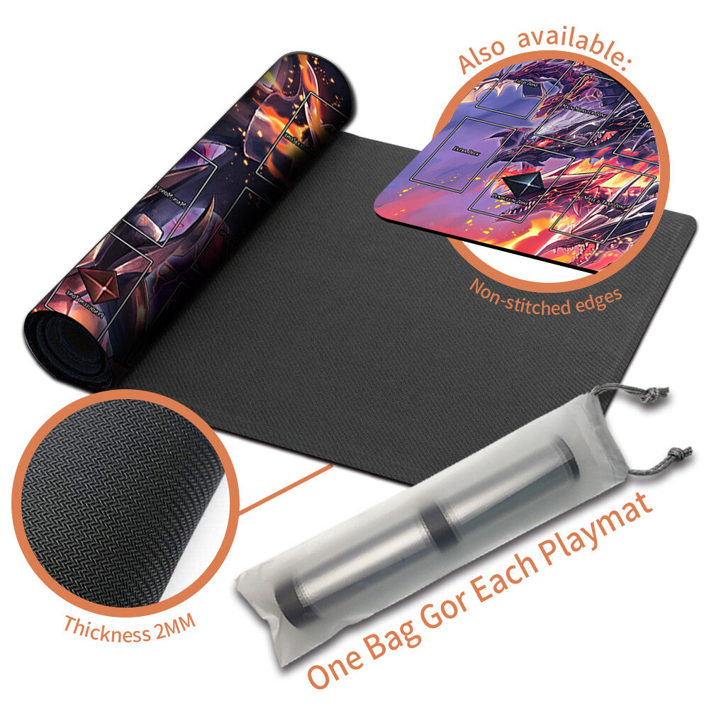 Yugioh Playmat Stitched Edge With Card Zones Yugioh Mouse pad Playmat Stitched Edge of Yugioh TCG