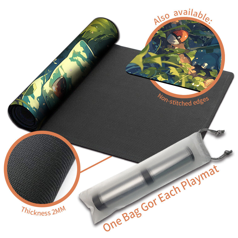 New Pokemon Bulbasaur Playmat Stitched Edge with Free Bag | Pokemon TCG Playmat Stitched Edge | 1351278