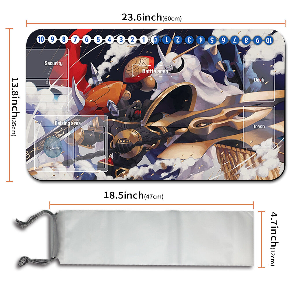 Board Game Digimon Playmat With Card Zones Magic The Gathering Playmat Stitched Edge