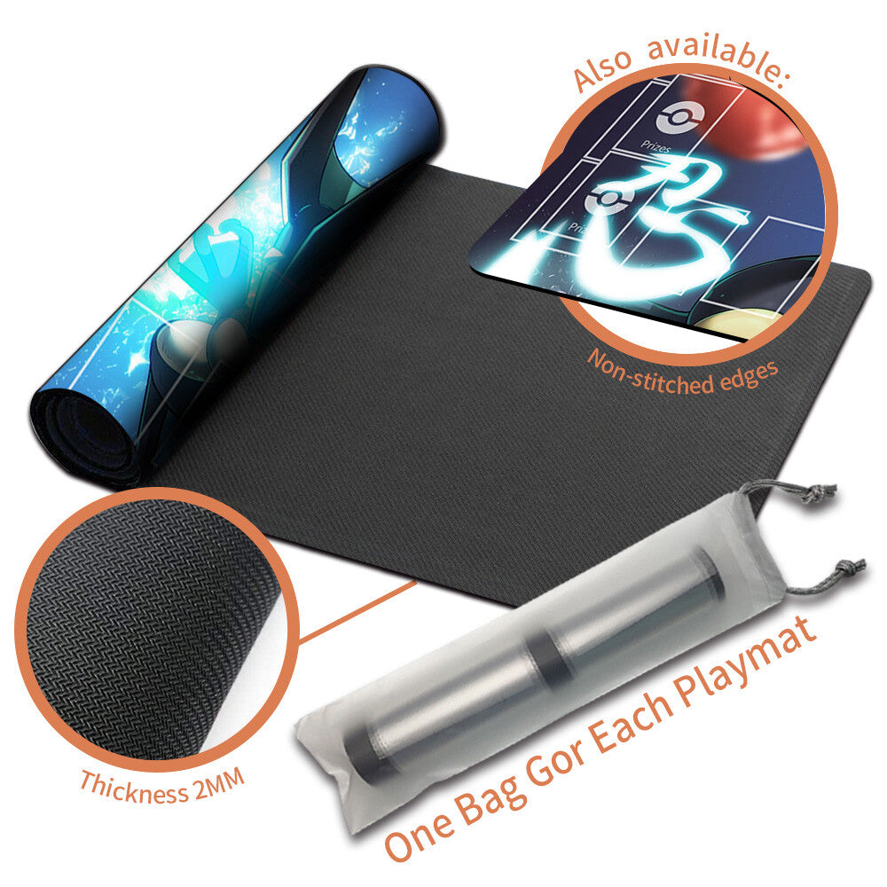 NEW Pokemon Greninja Playmat Stitched Edge with Card Zones Free Bag Rubber Game Playmat Stitched Edge of TCG