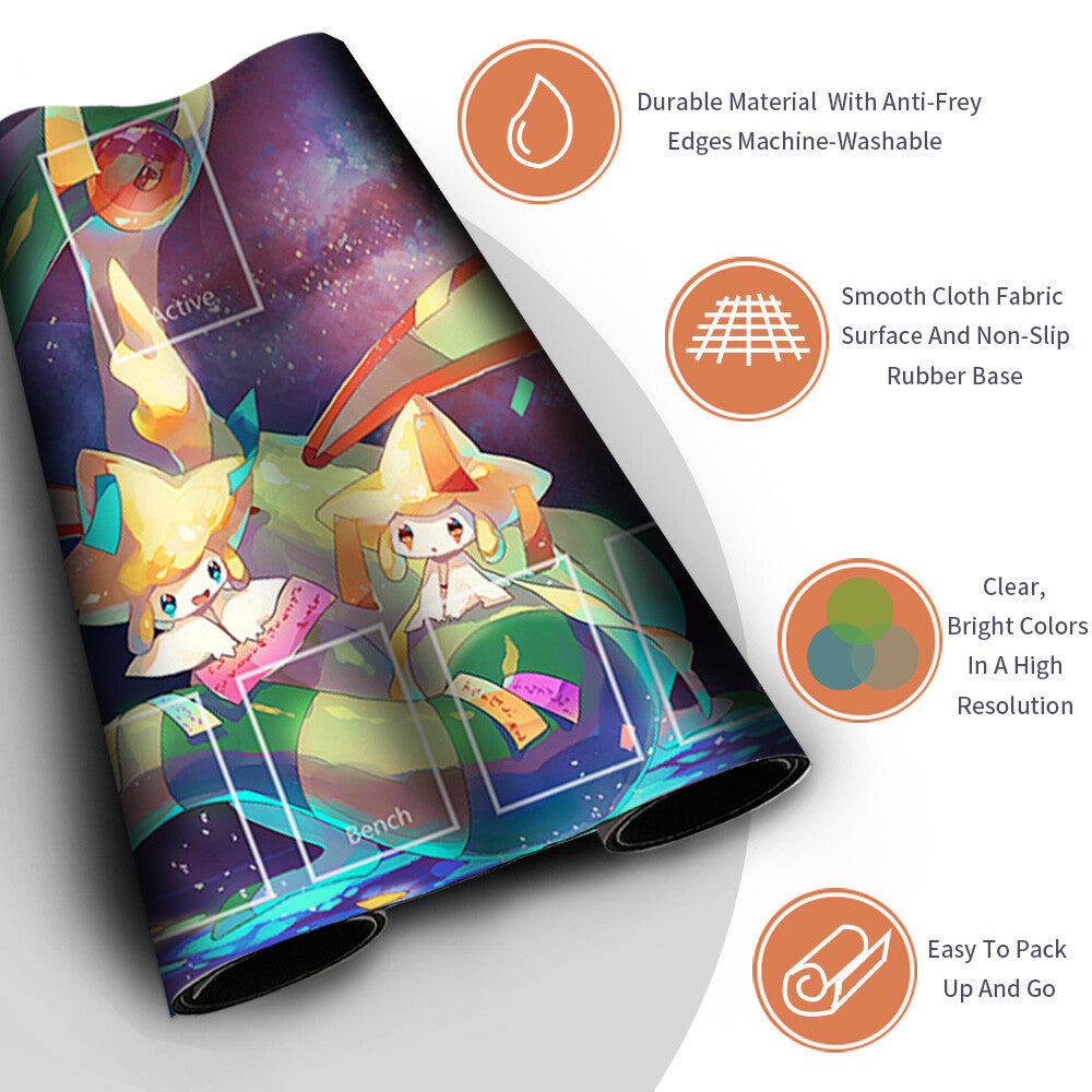 NEW Pokemon Playmat Stitched Edge with Card Zones Free Bag Rubber Playmat Stitched Edge Compatible Pokemon