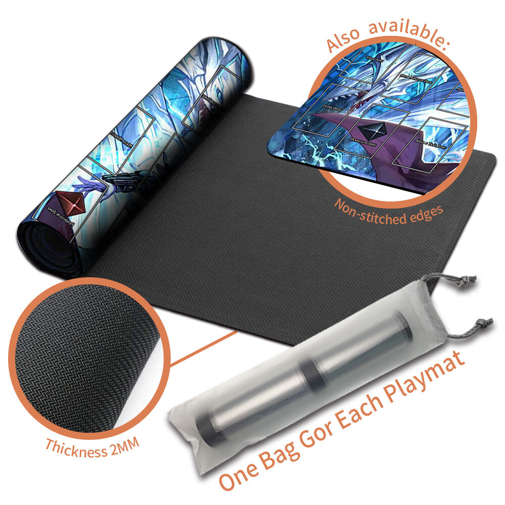 Yugioh Playmat Stitched Edge With Card Zones Yugioh Mouse pad Playmat Stitched Edge of Yugioh TCG