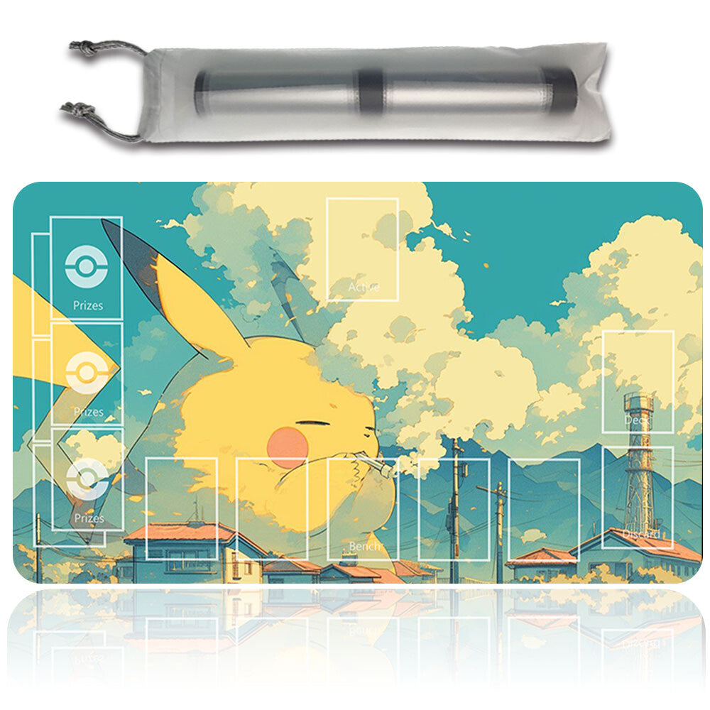 New Pokemon Pikachu Playmat Stitched Edge with Free Bag | Pokemon Playmat Stitched Edge With Zones | 146521