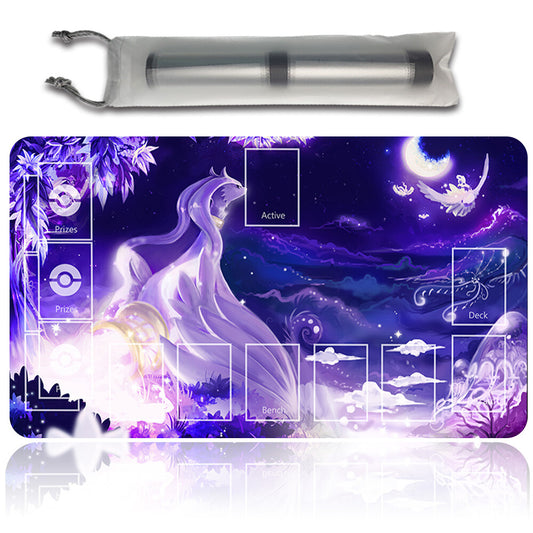 NEW Pokemon Playmat Stitched Edge with Card Zones Free Bag Rubber Playmat Stitched Edge Compatible Pokemon