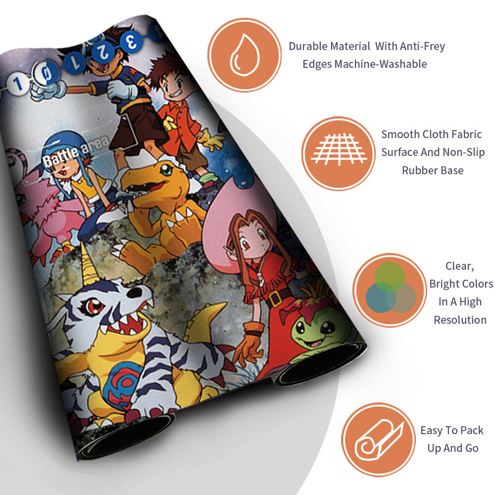 Board Game Digimon Playmat With Card Zones Mousepad Playmat of TCG CCG Stitched Edge