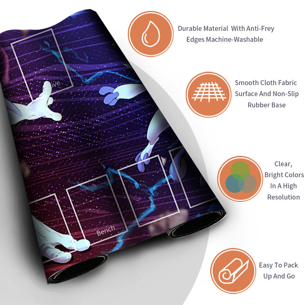 NEW Pokemon Playmat Stitched Edge with Card Zones Free Bag Rubber Playmat Stitched Edge Compatible Pokemon