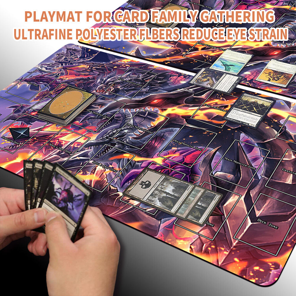 Yugioh Playmat Stitched Edge With Card Zones Yugioh Mouse pad Playmat Stitched Edge of Yugioh TCG