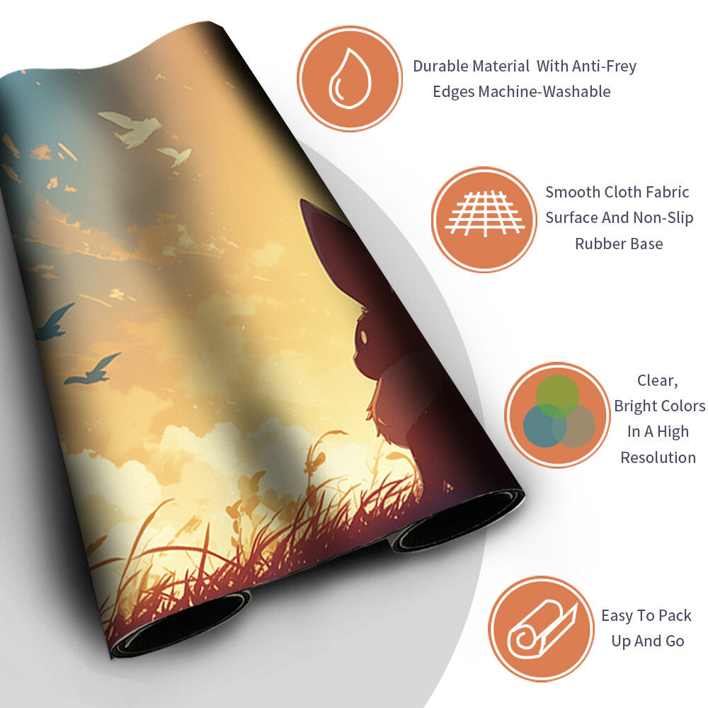 New Pokemon Eevee Playmat Stitched Edge with Free Bag | Pokemon TCG Playmat Stitched Edge | 1351901