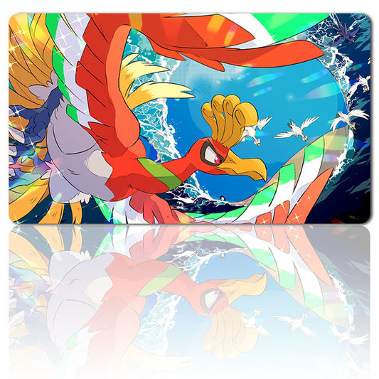 512359 - Board Game Pokemon Ho-Oh Playmat Stitched Edge Games Mousepad Play Mat of TCG