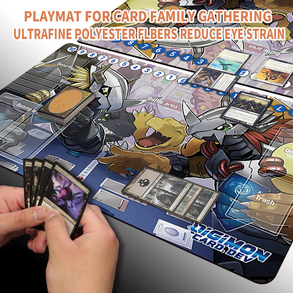 Board Game Digimon Playmat With Card Zones Mousepad Playmat of TCG CCG Stitched Edge