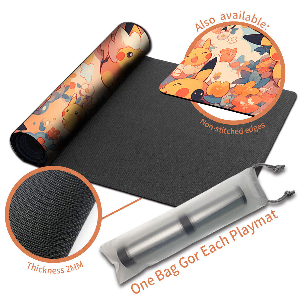 New Pokemon Pikachu Playmat Stitched Edge with Free Bag | Pokemon TCG Playmat Stitched Edge | 1347560