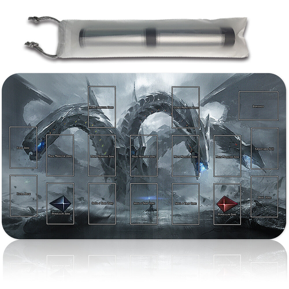 Yugioh Playmat Stitched Edge With Card Zones Yugioh Mouse pad Playmat Stitched Edge of Yugioh TCG