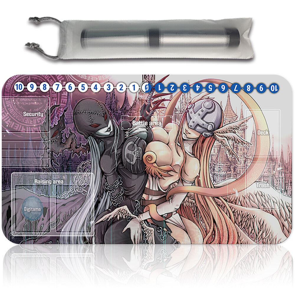 Board Game Digimon Playmat With Card Zones Mousepad Playmat of TCG CCG Stitched Edge