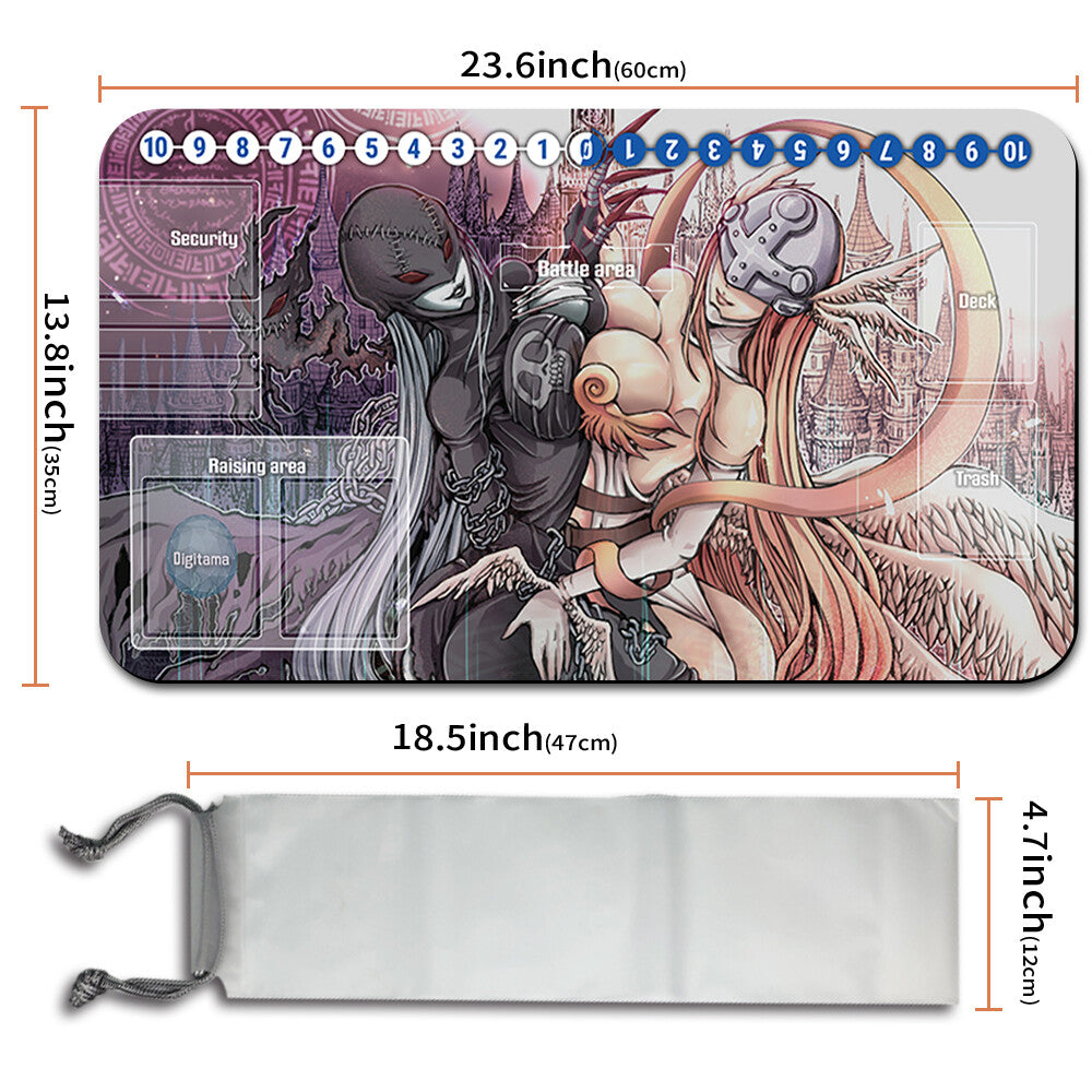 Board Game Digimon Playmat With Card Zones Mousepad Playmat of TCG CCG Stitched Edge