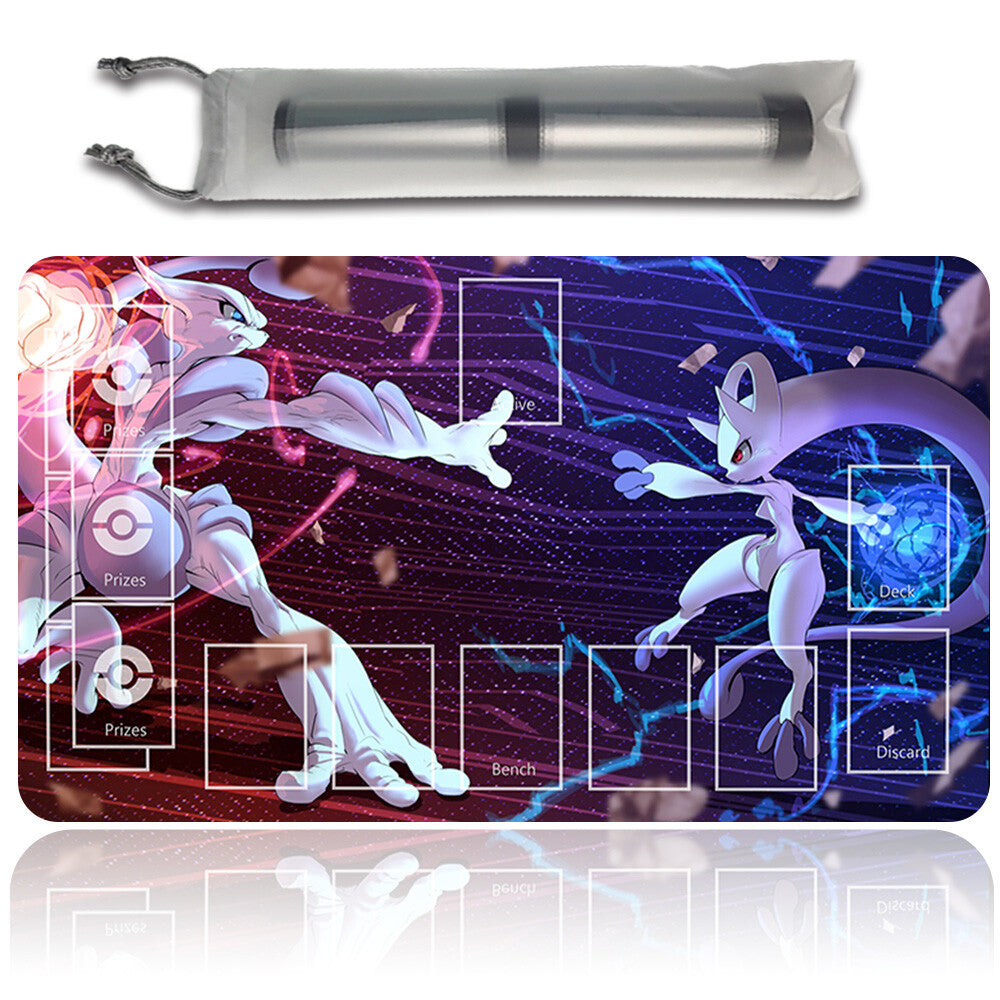 NEW Pokemon Playmat Stitched Edge with Card Zones Free Bag Rubber Playmat Stitched Edge Compatible Pokemon