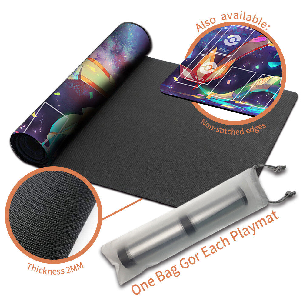 NEW Pokemon Playmat Stitched Edge with Card Zones Free Bag Rubber Playmat Stitched Edge Compatible Pokemon