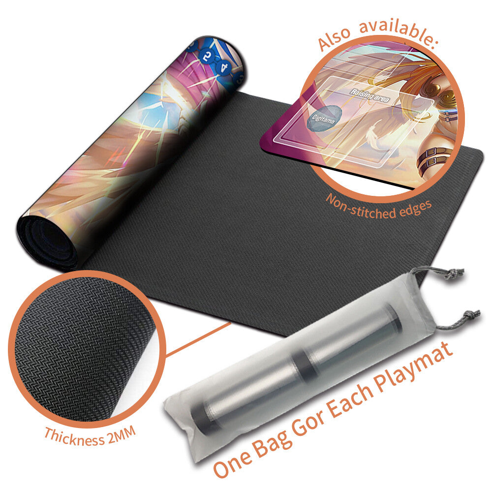 Board Game Digimon Playmat With Card Zones Mousepad Playmat of TCG CCG Stitched Edge