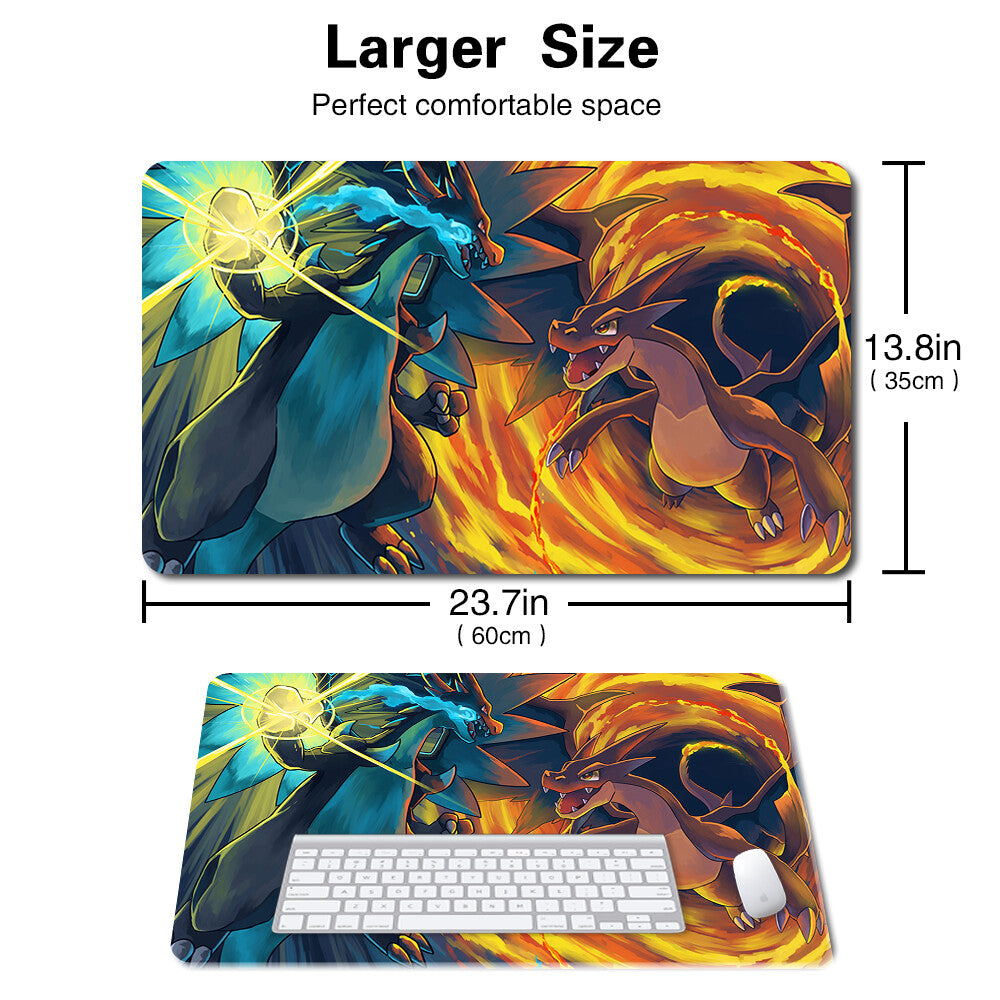 Board Game Pokemon Mega Charizard Playmat Stitched Edge Games Mousepad Play Mat of TCG-4lkg6p