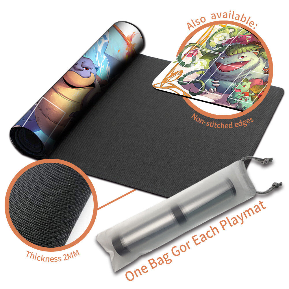 Pokemon Playmat Stitched Edge With Zones + Free Bag Trading Card Game Playmat Stitched Edge of MTG TCG CCG