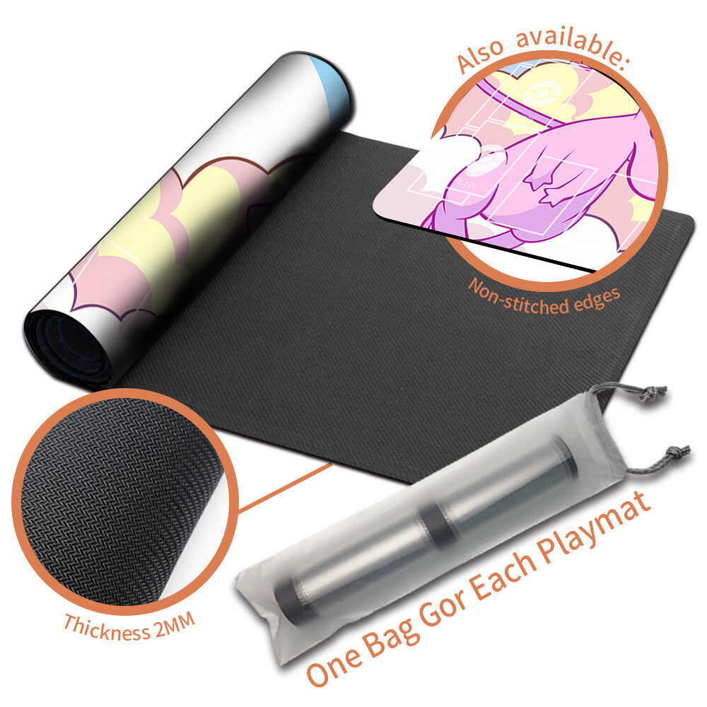 Pokemon Mew Playmat Stitched Edge With Zones + Free Bag Card Game Playmat Stitched Edge of MTG TCG CCG