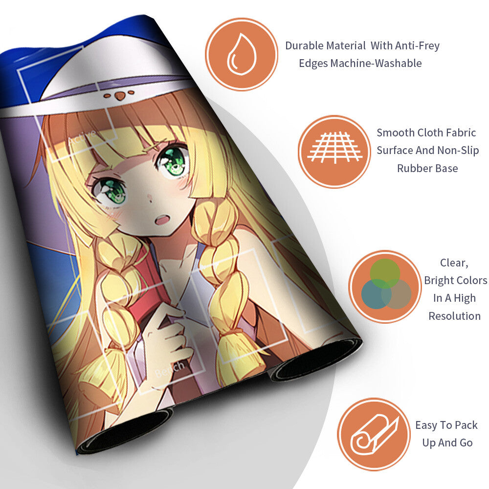 NEW Pokemon Playmat Stitched Edge with Card Zones Free Bag Rubber Playmat Stitched Edge Compatible Pokemon