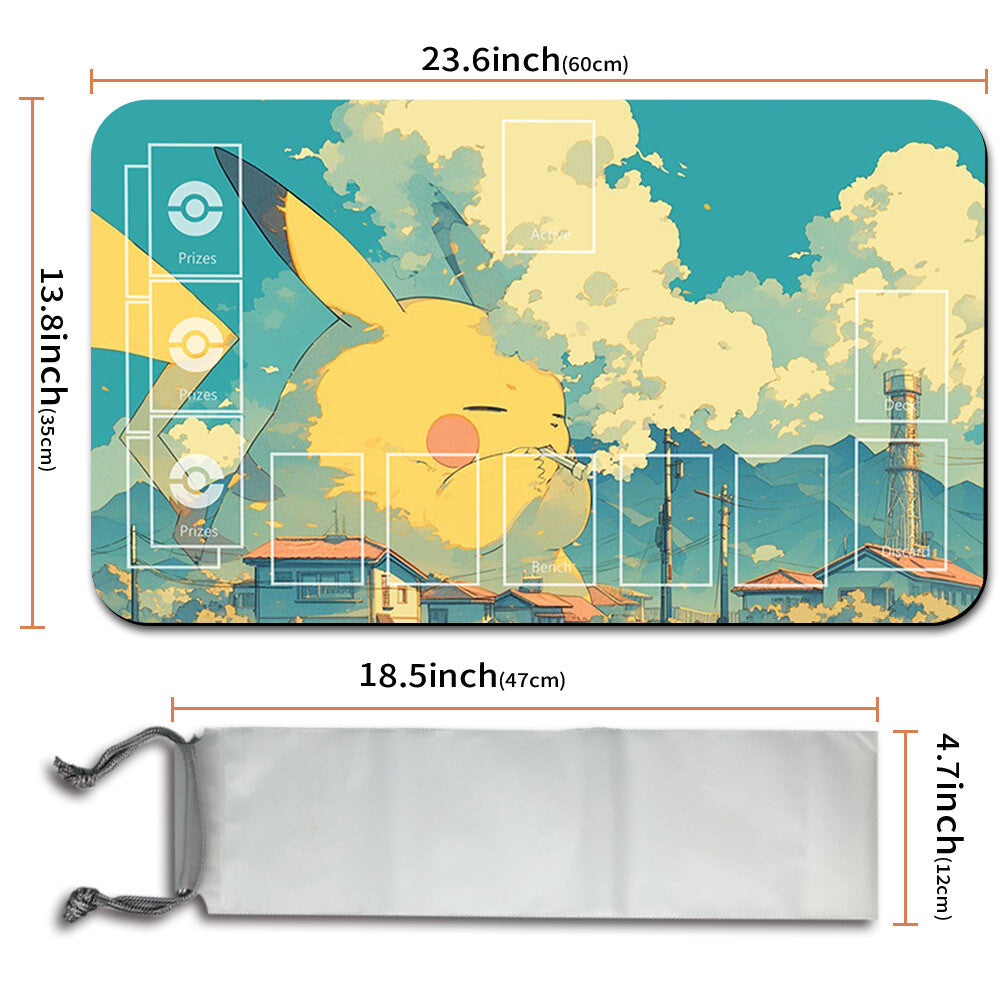 New Pokemon Pikachu Playmat Stitched Edge with Free Bag | Pokemon Playmat Stitched Edge With Zones | 146521