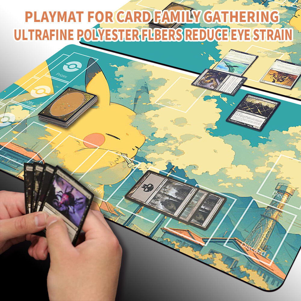 New Pokemon Pikachu Playmat Stitched Edge with Free Bag | Pokemon Playmat Stitched Edge With Zones | 146521