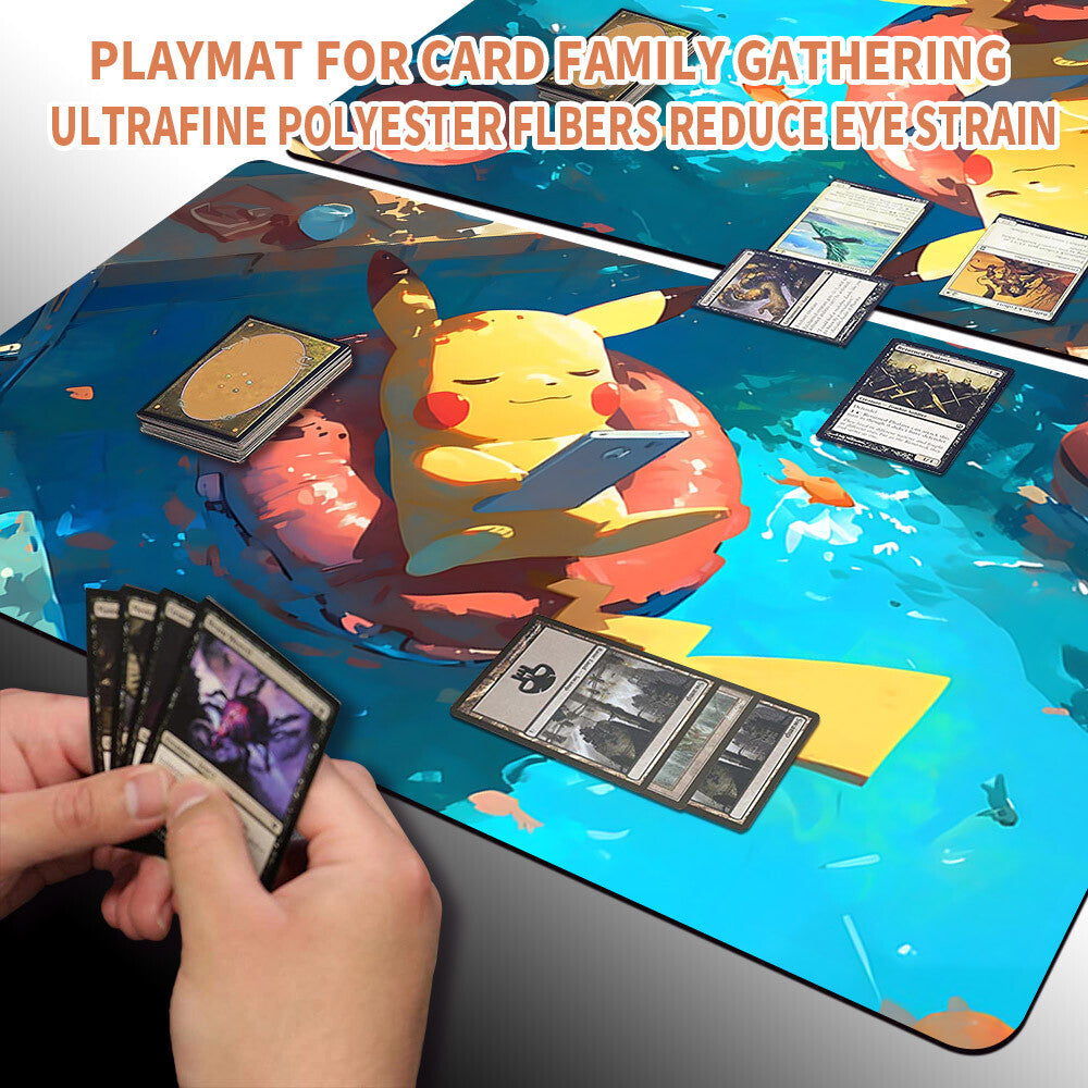 New Pokemon Pikachu Playmat Stitched Edge with Free Bag | Pokemon Playmat Stitched Edge With Zones | 694655