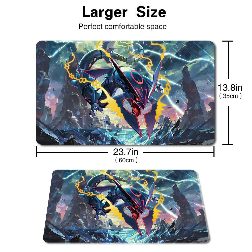 Mega Rayquaza-Board Game Pokemon Rayquaza Playmat Stitched Edge Games Mousepad Play Mat of TCG