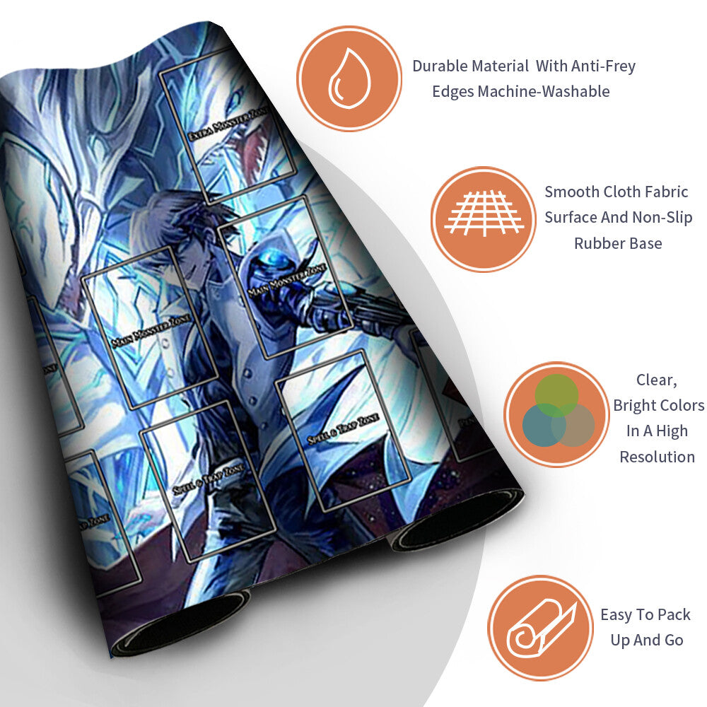 Yugioh Playmat Stitched Edge With Card Zones Yugioh Mouse pad Playmat Stitched Edge of Yugioh TCG