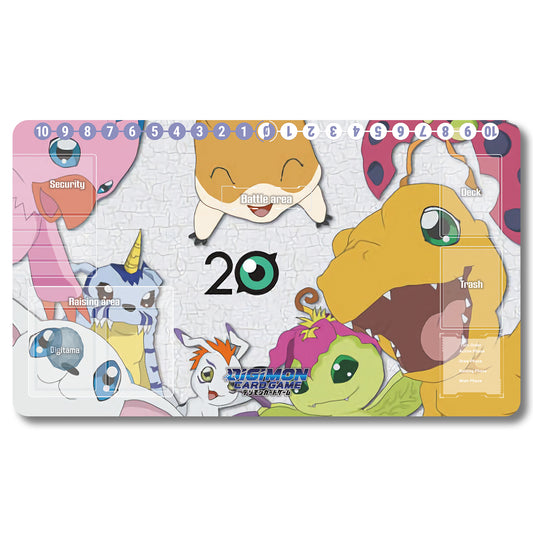 Board Game Agumon Playmat - Digimon Size 23.6X13.7in Play mats Compatible for TCG DTCG CCG Trading Card Game