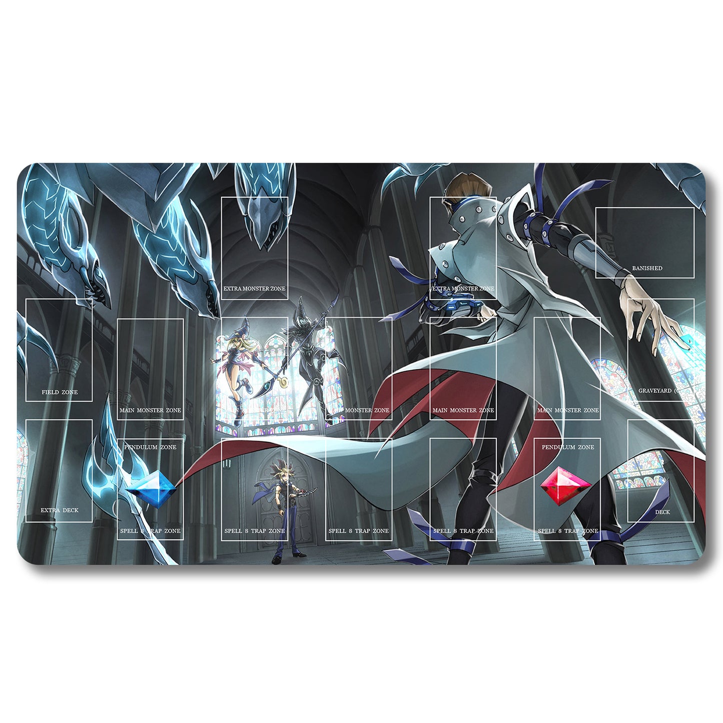 Board Game Seto Kaiba Playmat - Yugioh Size 23.6X13.7in Play mats Compatible for TCG OCG CCG Trading Card Game